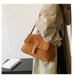 Vintage Style Suede Cross Body Bag Women Metal Handbags