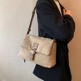 Vintage Style Suede Cross Body Bag Women Metal Handbags