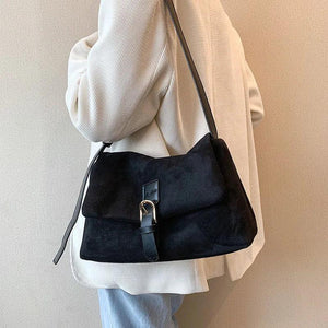 Vintage Style Suede Cross Body Bag Women Metal Handbags