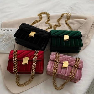 Vintage Velvet Leather Small Crossbody Shoulder Bags for Women Winter Tote Purse