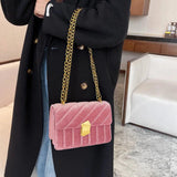 Vintage Velvet Leather Small Crossbody Shoulder Bags for Women Winter Tote Purse