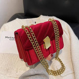 Vintage Velvet Leather Small Crossbody Shoulder Bags for Women Winter Tote Purse