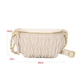 Women's Pu Leather Waist Bag Chain Crossbody Chest Hip Purse Handbag