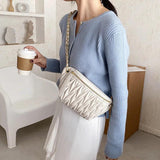 Women's Pu Leather Waist Bag Chain Crossbody Chest Hip Purse Handbag