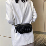 Women's Pu Leather Waist Bag Chain Crossbody Chest Hip Purse Handbag