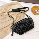 Women's Pu Leather Waist Bag Chain Crossbody Chest Hip Purse Handbag