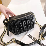 Women's Pu Leather Waist Bag Chain Crossbody Chest Hip Purse Handbag