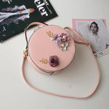 Women Circular Messenger Bag PU Leather Crossbody Bag Female Shoulder Bag