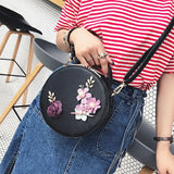 Women Circular Messenger Bag PU Leather Crossbody Bag Female Shoulder Bag