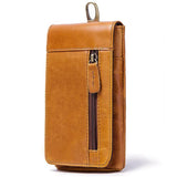 Vintage Leather Man Waist Package Top Layer Cowhide Mobile Phone Bag