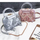 Sequins Crossbody Bag For Women Small Shoulder Messenger Bag with Tassel