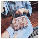 Sequins Crossbody Bag For Women Small Shoulder Messenger Bag with Tassel