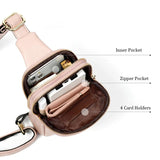 Women Leather Pink Chest Pack Bag Hip Hop Banana Belt Bag