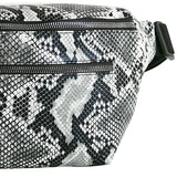 Vintage Retro Waist Bag Black-Grey Snake Pattern Soft Leather