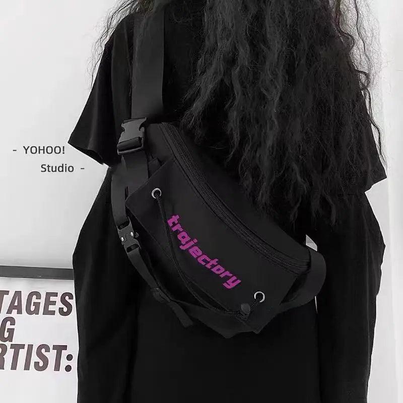 Foufurieux Waist Pack Letter Printed Chestbag Texture One Shoulder Crossb