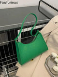 Foufurieux Women Bag Retro PU Leather Shoulder Bags Zipper Handbags