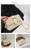 Straw Shoulder Bag Crossbody Chain Square Travel Shopping Bag