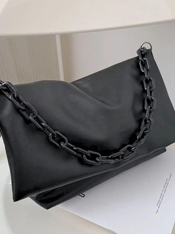 Foufurieux Women Crossbody Bag Chains Small Shoulder Bags Soft PU Leather Clutch