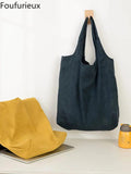 Large Foldable Shopping Bag Suede Handbag Women Harajuku