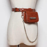 Crocodile Pattern Leather Triangle Bag Waist Pack Purse