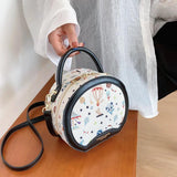 Small Round Handbags Canvas Shoulder Bag
