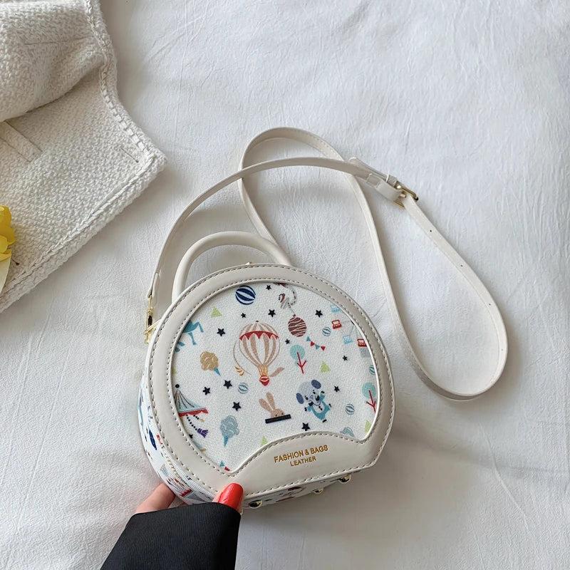 Small Round Handbags Canvas Shoulder Bag