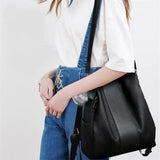 Large Capacity Casual Shoulder Bag Women Leather Handbags Backpack