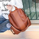Large Capacity Casual Shoulder Bag Women Leather Handbags Backpack