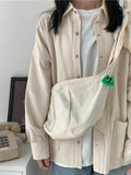 Harajuku Style Canvas Dumpling Bag Solid Color Large Capacity Crossbody Bag