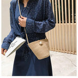 Bohemia Style Straw Shoulder Bag Rattan Woven Beach Circle Girls Handbag