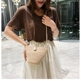 Bohemia Style Straw Shoulder Bag Rattan Woven Beach Circle Girls Handbag