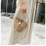 Bohemia Style Straw Shoulder Bag Rattan Woven Beach Circle Girls Handbag