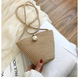 Bohemia Style Straw Shoulder Bag Rattan Woven Beach Circle Girls Handbag