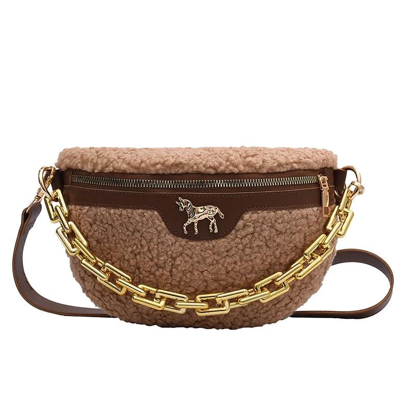 Women Fanny Packs Chest Bag Chain Handbag Shoulder Bag