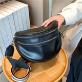 PU Leather Waist Bag Half Moon Crossbody Chest Bag