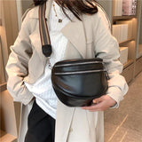 PU Leather Waist Bag Half Moon Crossbody Chest Bag