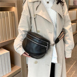 PU Leather Waist Bag Half Moon Crossbody Chest Bag