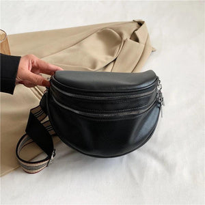 PU Leather Waist Bag Half Moon Crossbody Chest Bag