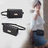 Women Waist Bags Classic Lattice Belt Bag High PU Leather Fanny Pack