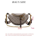 Vintage Leather Waist Bag with Appliques, Casual Chain Small Purses