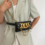 Women Waist Bag Chain Fanny Pack Crossbody Chest Bags Belt Bag