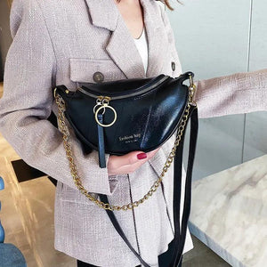 Women Chain Waist Bags Retro Style Female Handbag Travel Phone Bag PU Leather