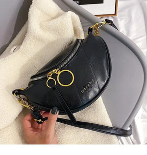 Women Chain Waist Bags Retro Style Female Handbag Travel Phone Bag PU Leather