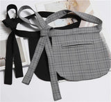 Plaid Fabric Bow Waist Bag Packs with Self-tie Waist Belt