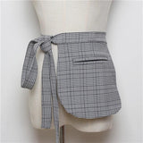 Plaid Fabric Bow Waist Bag Packs with Self-tie Waist Belt