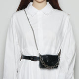 PU Leather Waist Pack for Women with Chain Shoulder Bag