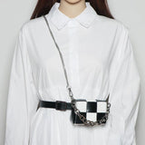 PU Leather Waist Pack for Women with Chain Shoulder Bag