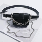PU Leather Waist Pack for Women with Chain Shoulder Bag