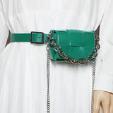 PU Leather Waist Pack for Women with Chain Shoulder Bag