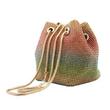 Rainbow Rhinestone Evening Bag with Snake Chain